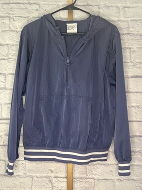 Offline By Aerie Nylon Navy Windbreaker Track Half Zip Jacket Size Large
